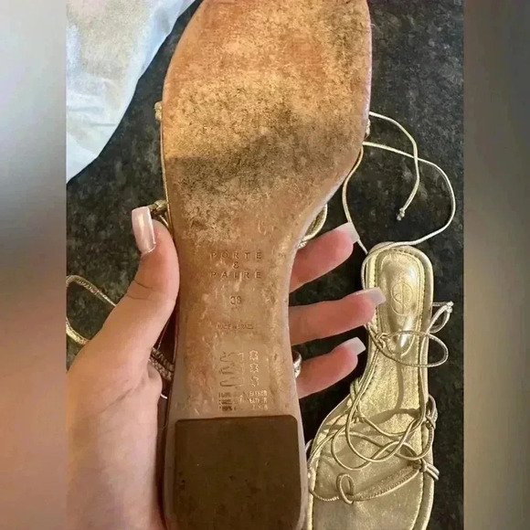 Gold Porte and Paire Sandals - Picture 2 of 2